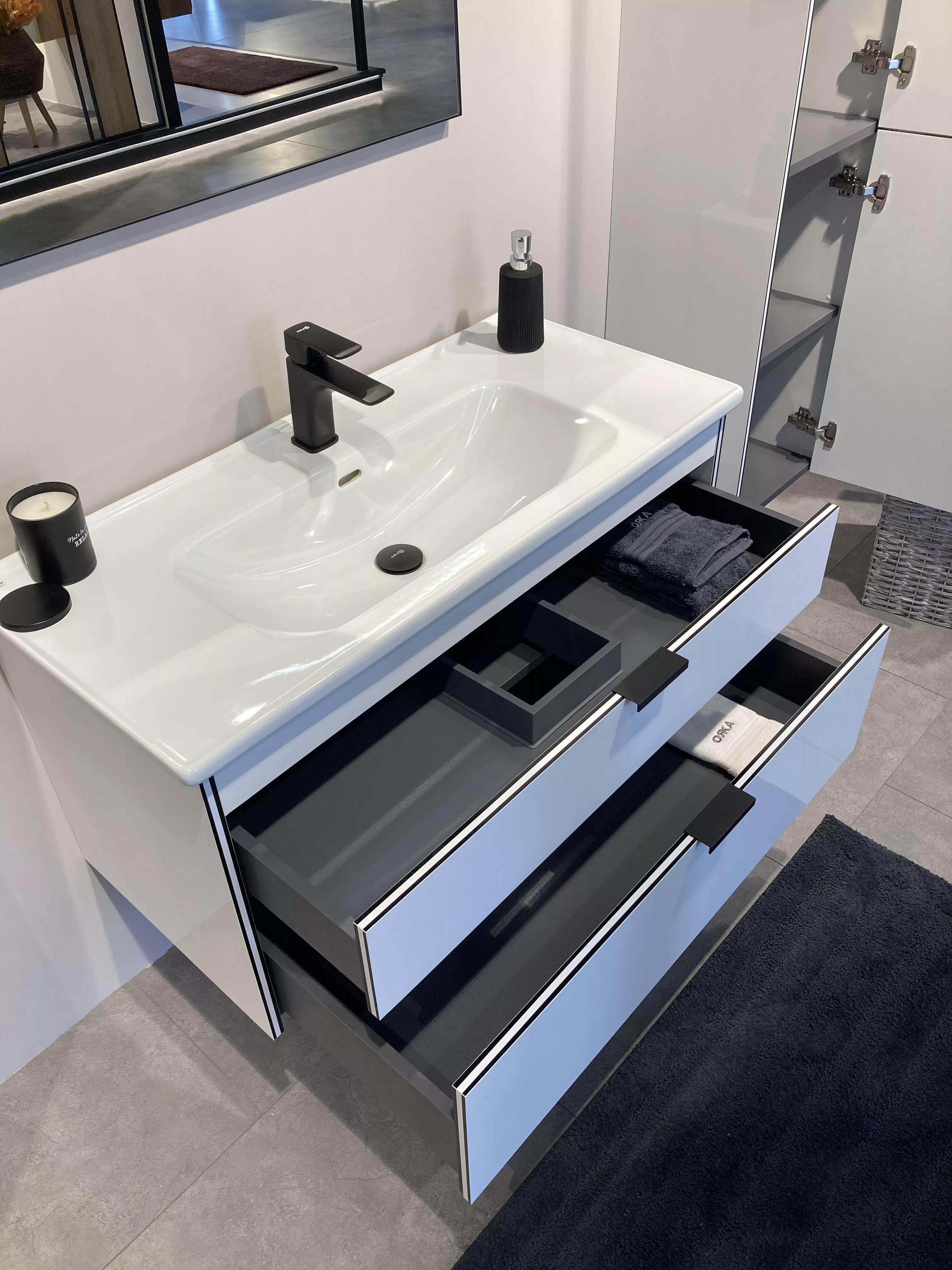 Orka Trio 80 cm Beyaz Çekmeceli Banyo Dolabı Alt Modül ve Lavabo