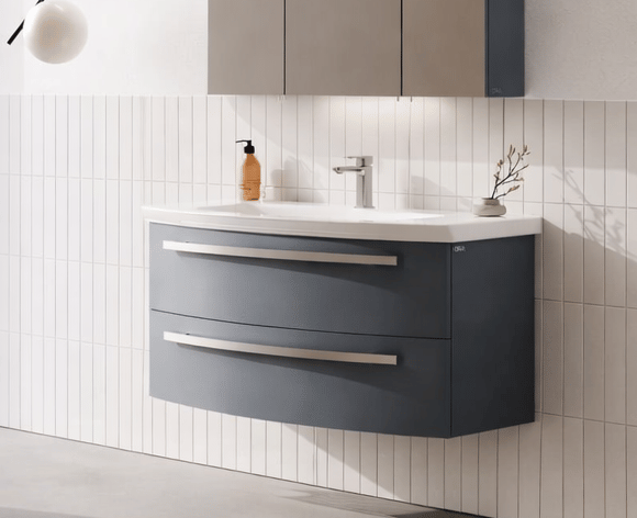 Orka Urla 90 cm Parlak Antrasit Banyo Dolabı Alt Modül ve Lavabo, 5001849