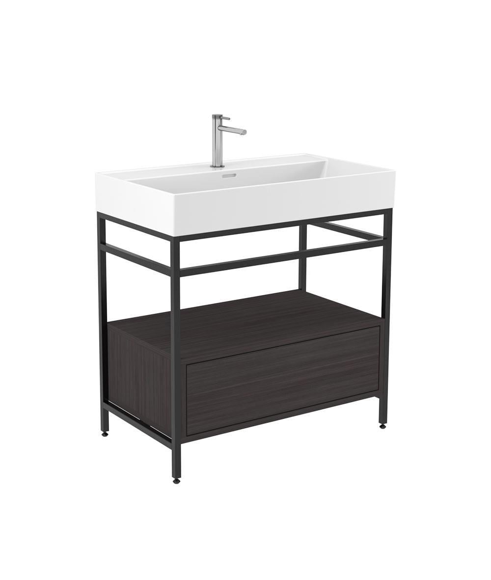 Orka Vegas 60 cm Antrasit Banyo Dolabı Alt Modül ve Lavabo