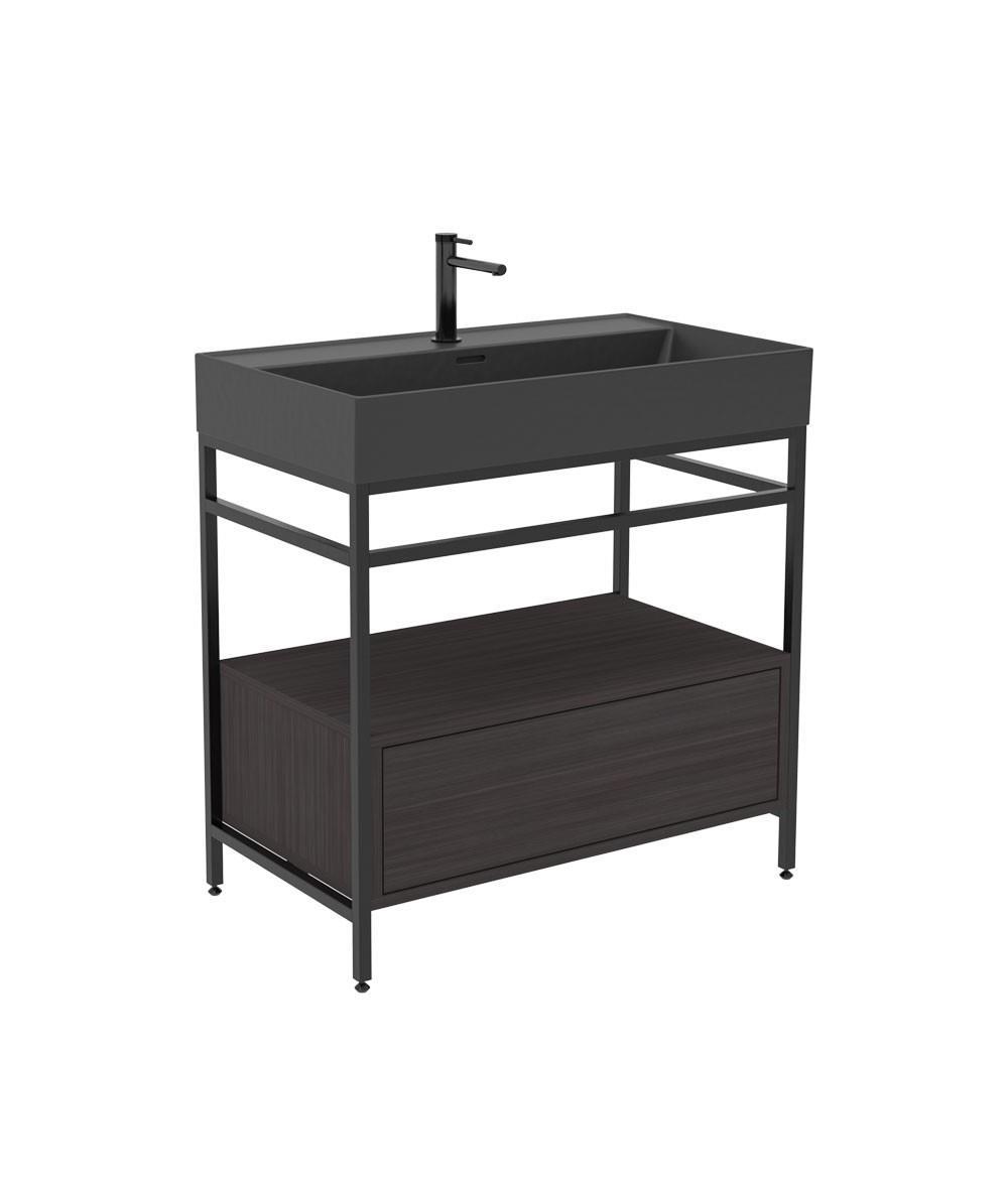 Orka Vegas 60 cm Antrasit Banyo Dolabı Alt Modül ve Lavabo