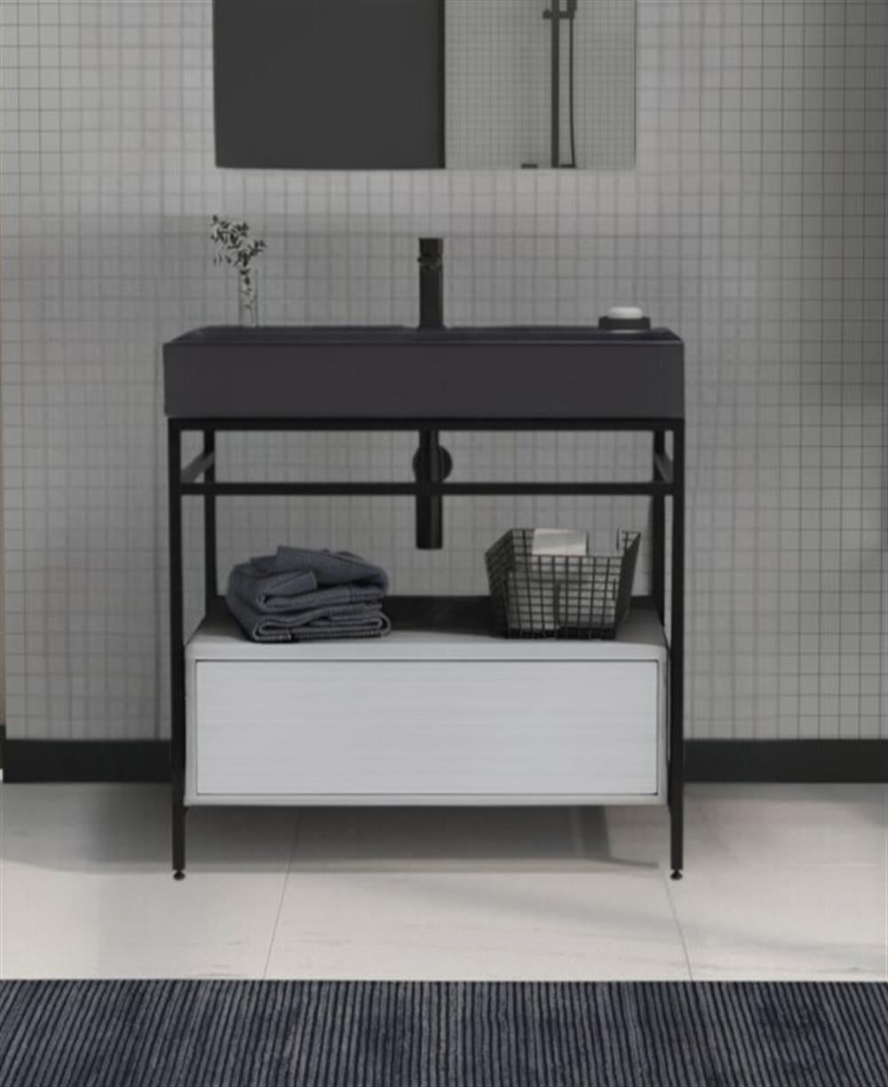 Orka Vegas 60 cm Beyaz Banyo Dolabı Alt Modül ve Lavabo