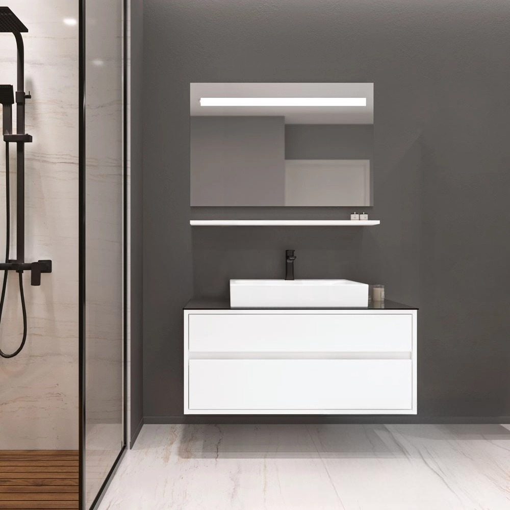 Orka Verona 100 cm, Beyaz, Banyo Dolabı Takımı (Ledli Ayna)