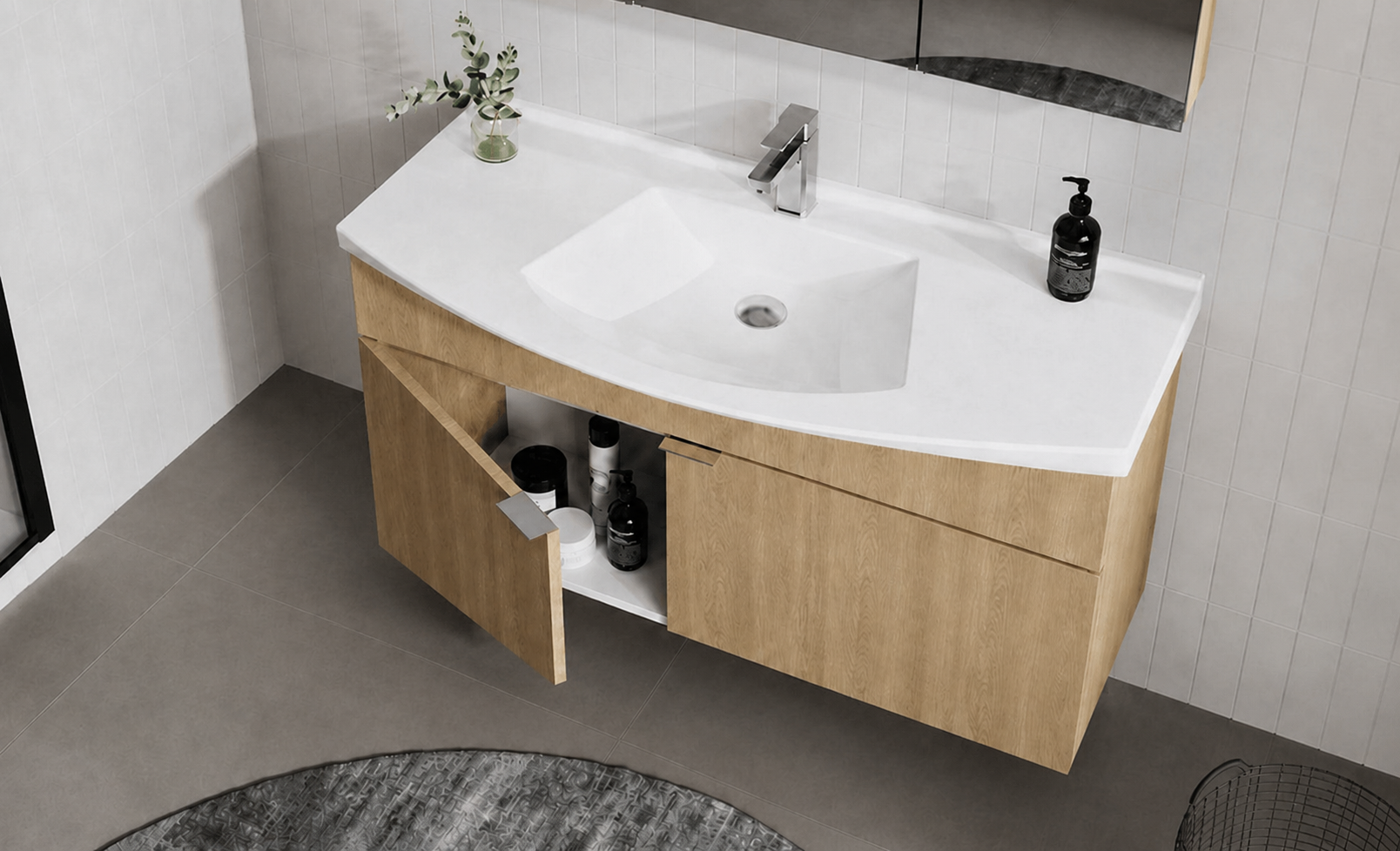 Orka Purus 100 cm ,Budva, Banyo Dolabı Takımı (Asma,Spotlu Ayna), 5007994