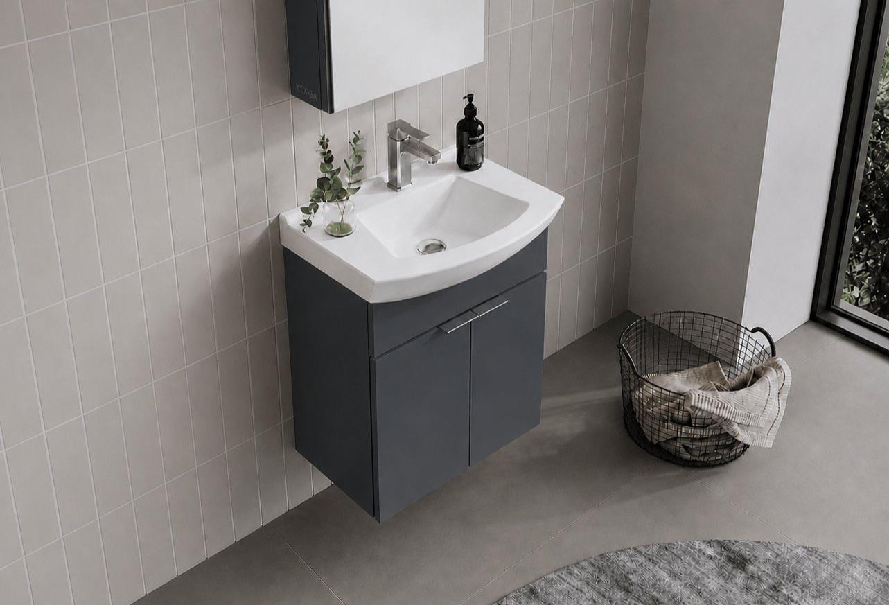 Orka Purus 55 cm, Mat Antrasit, Banyo Dolabı Alt Modül Ve Lavabo, 5007978