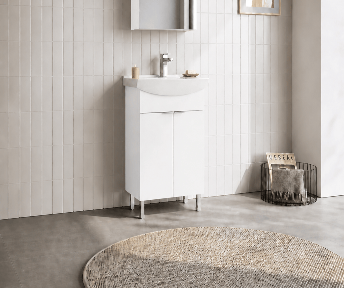 Orka Purus 55 cm, Parlak Beyaz, Banyo Dolabı Alt Modül Ve Lavabo, 5008446