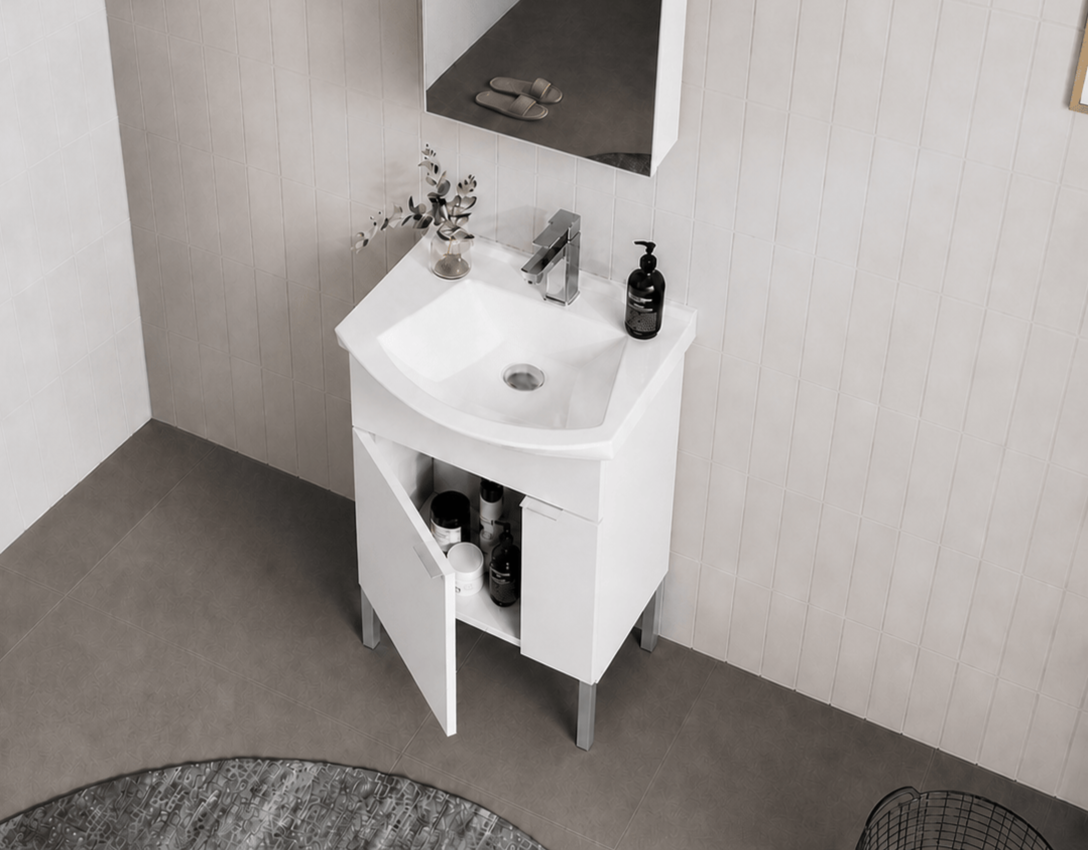 Orka Purus 55 cm, Parlak Beyaz, Banyo Dolabı Alt Modül Ve Lavabo, 5008446