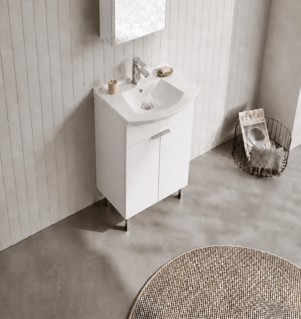 Orka Purus 55 cm, Parlak Beyaz, Banyo Dolabı Alt Modül Ve Lavabo, 5008446