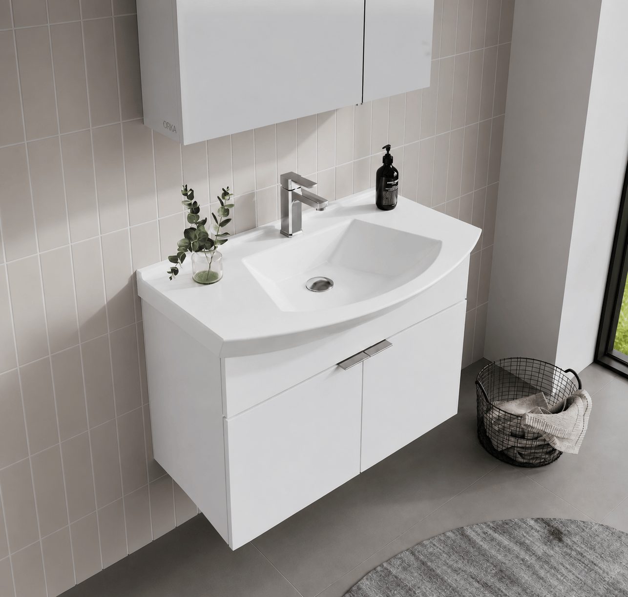 Orka Purus 80 cm, Parlak Beyaz, Banyo Dolabı Alt Modül Ve Lavabo, 5007970