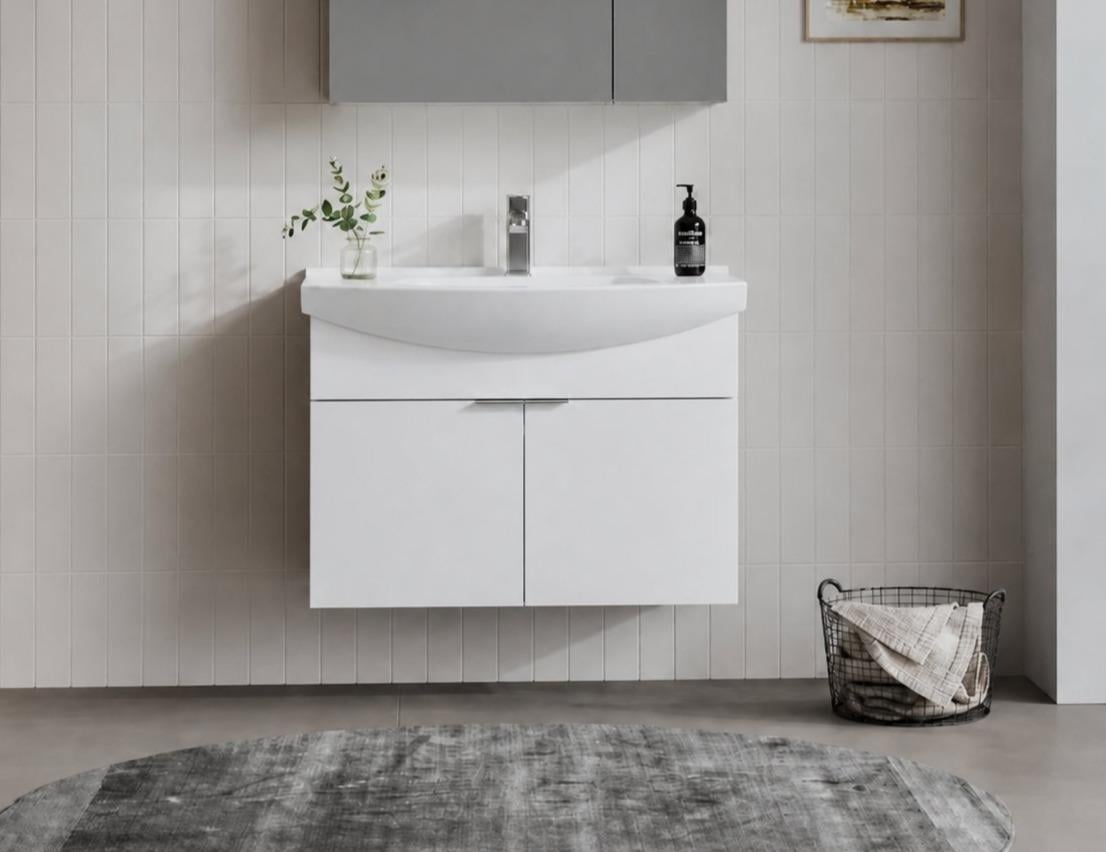 Orka Purus 80 cm, Parlak Beyaz, Banyo Dolabı Alt Modül Ve Lavabo, 5007970