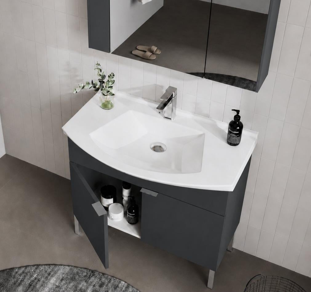 Orka Purus 80 cm, Mat Antrasit, Banyo Dolabı Alt Modül Ve Lavabo, (Ayaklı), 5008450