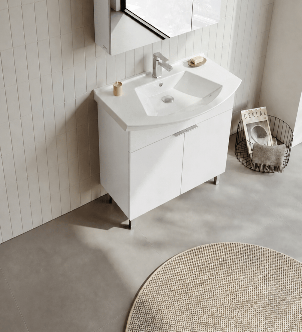 Orka Purus 80 cm, Parlak Beyaz, Banyo Dolabı Alt Modül Ve Lavabo, (Ayaklı), 5007961