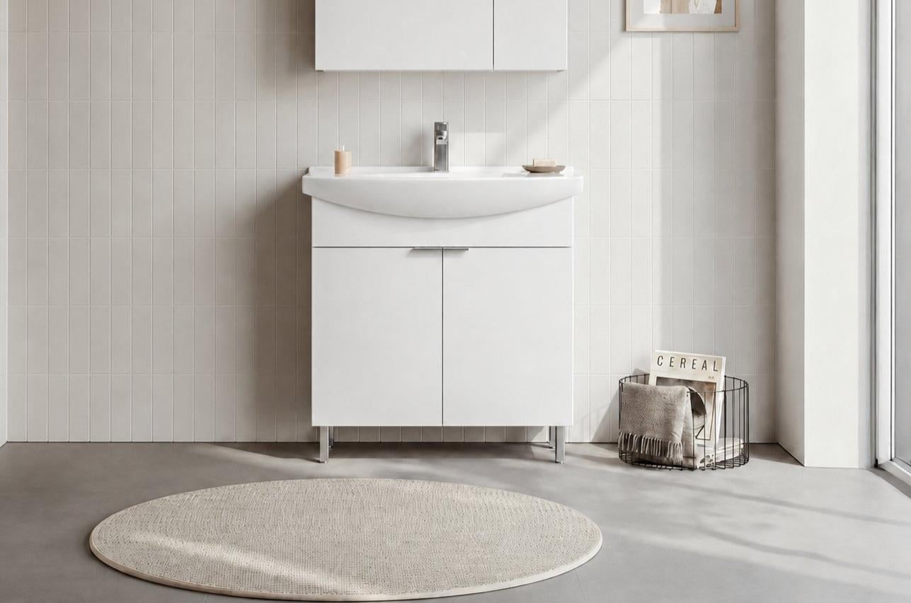 Orka Purus 80 cm, Parlak Beyaz, Banyo Dolabı Alt Modül Ve Lavabo, (Ayaklı), 5007961