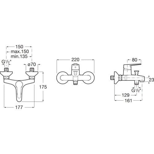 Roca Banyo Bataryası, Krom, Estreia, Aksesuarsız, A5A027EC0K