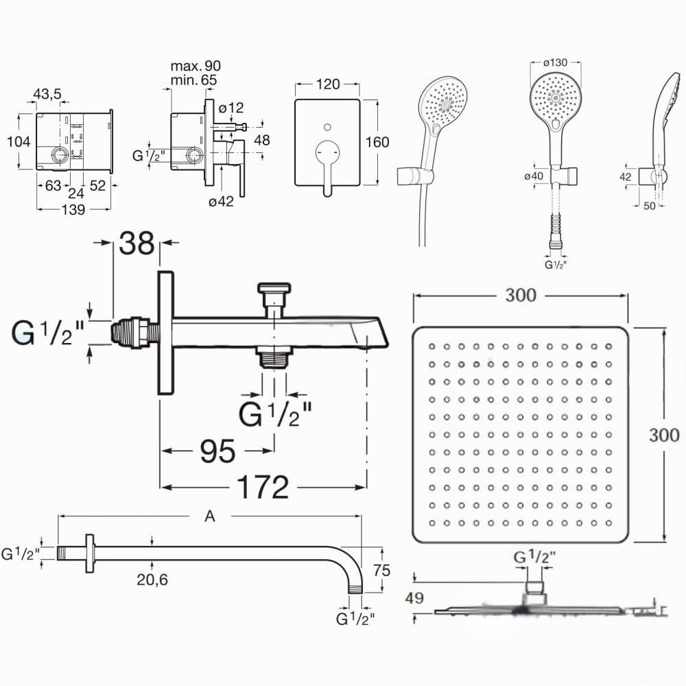 Roca Banyo Bataryası Seti, Carelia, 5Li, Ankastre, A5D158AC0K