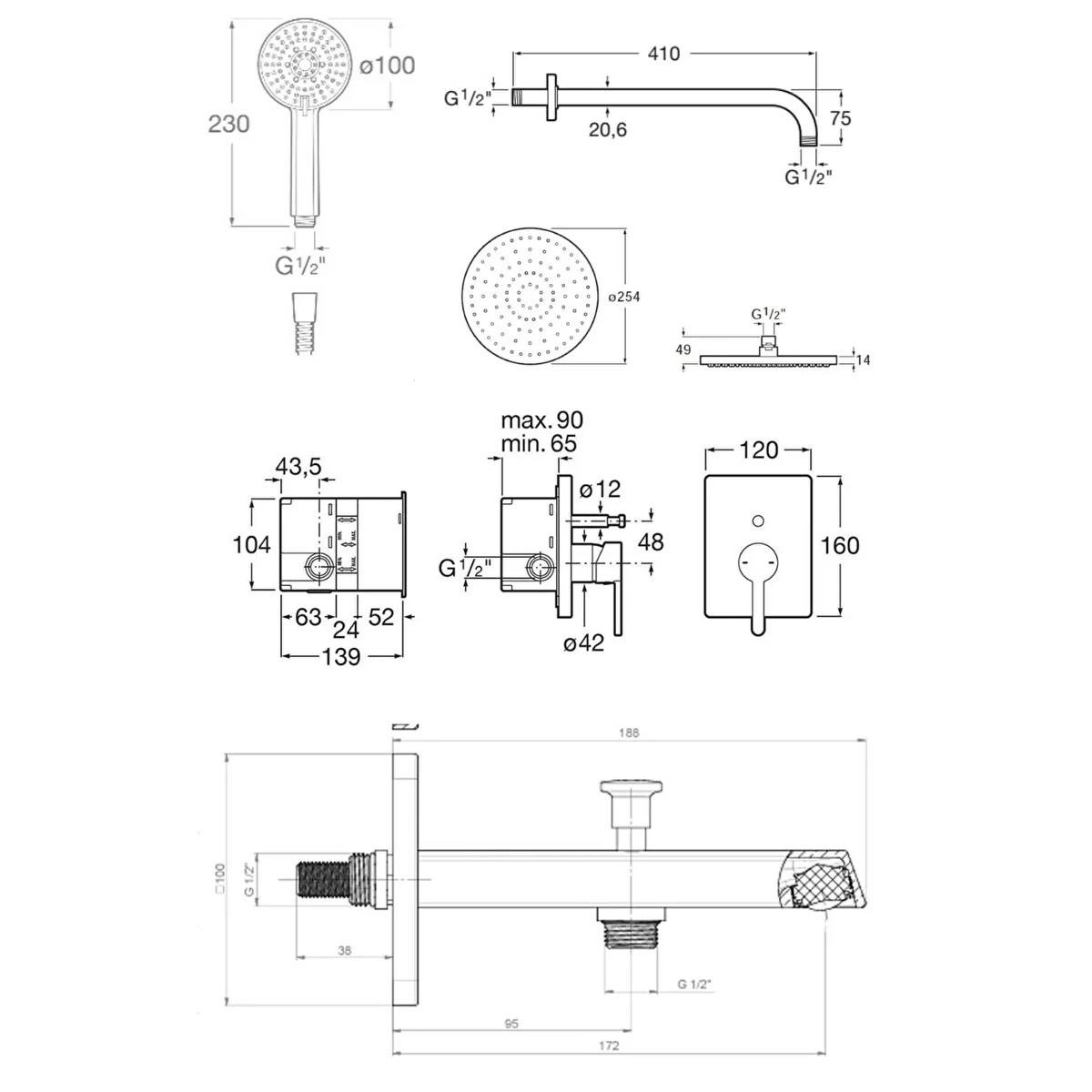 Roca Banyo Seti, Carelia, 5Li, Ankastre, Mat Siyah, A5D358ANBK