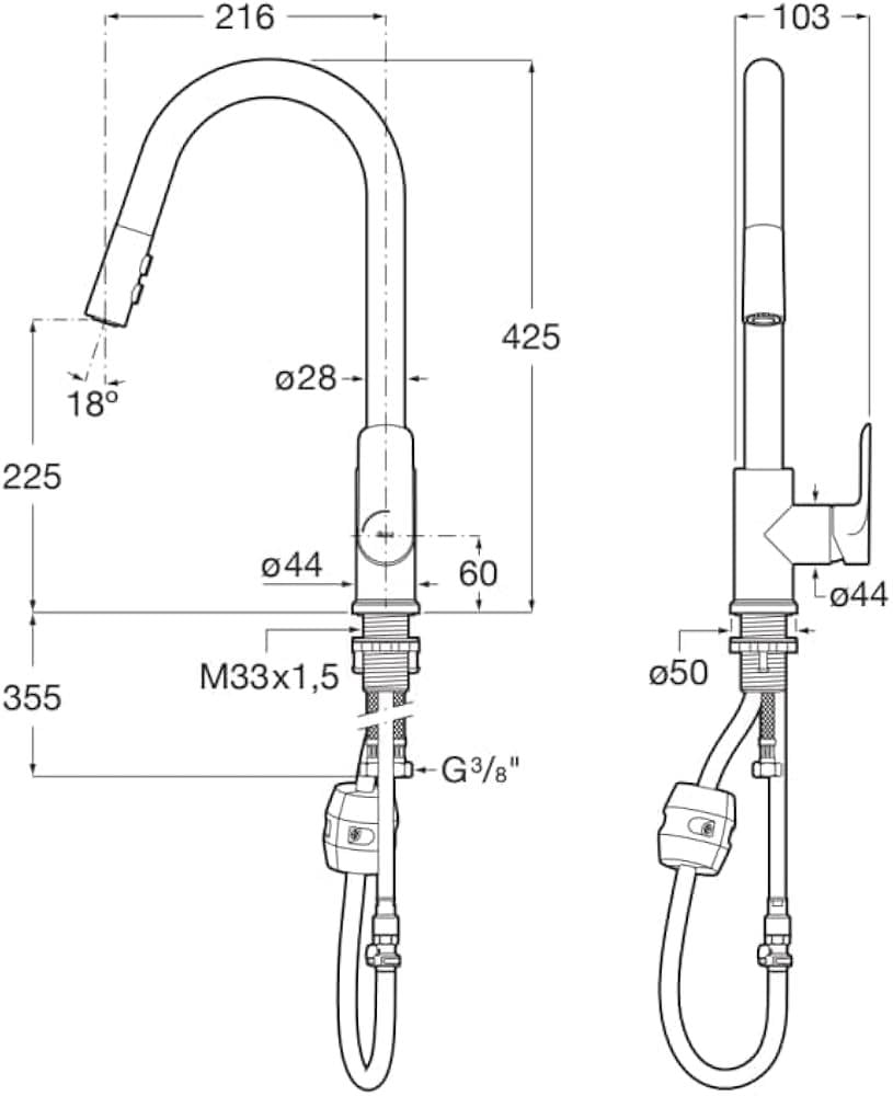 Roca Eviye Batarya, Cala, Pull-Down, Mat Siyah, A5A816ENB0