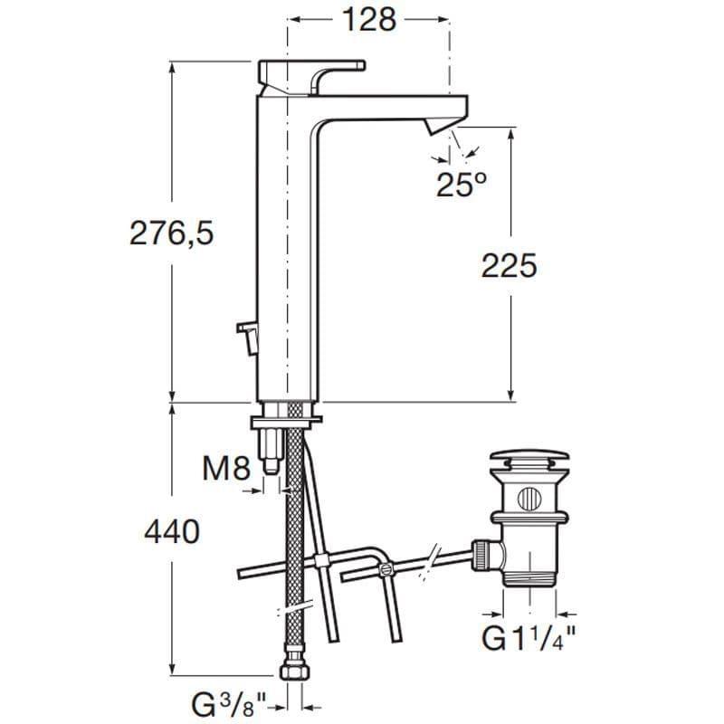 Roca Lavabo Bataryası , L90, Yüksek, Krom, A5A3G01C00