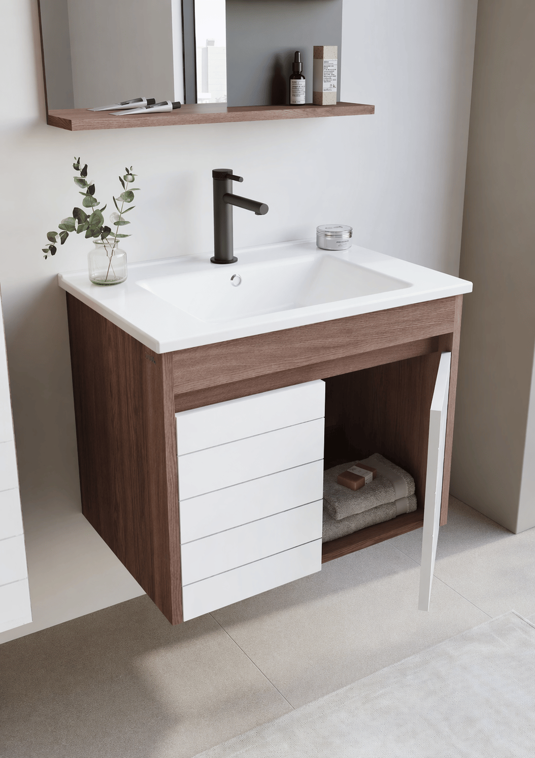 Orka Serra 65 cm Navaro/Beyaz Banyo Dolabı Alt Modül ve Lavabo, 5007551