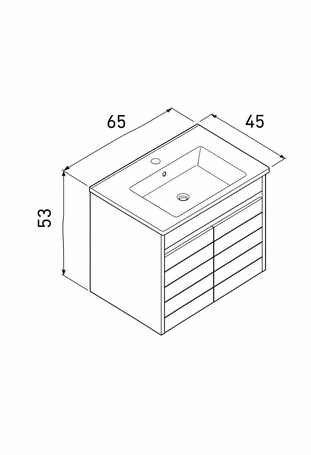 Orka Serra 65 cm Navaro/Antrasit Banyo Dolabı Alt Modül ve Lavabo, 5007557