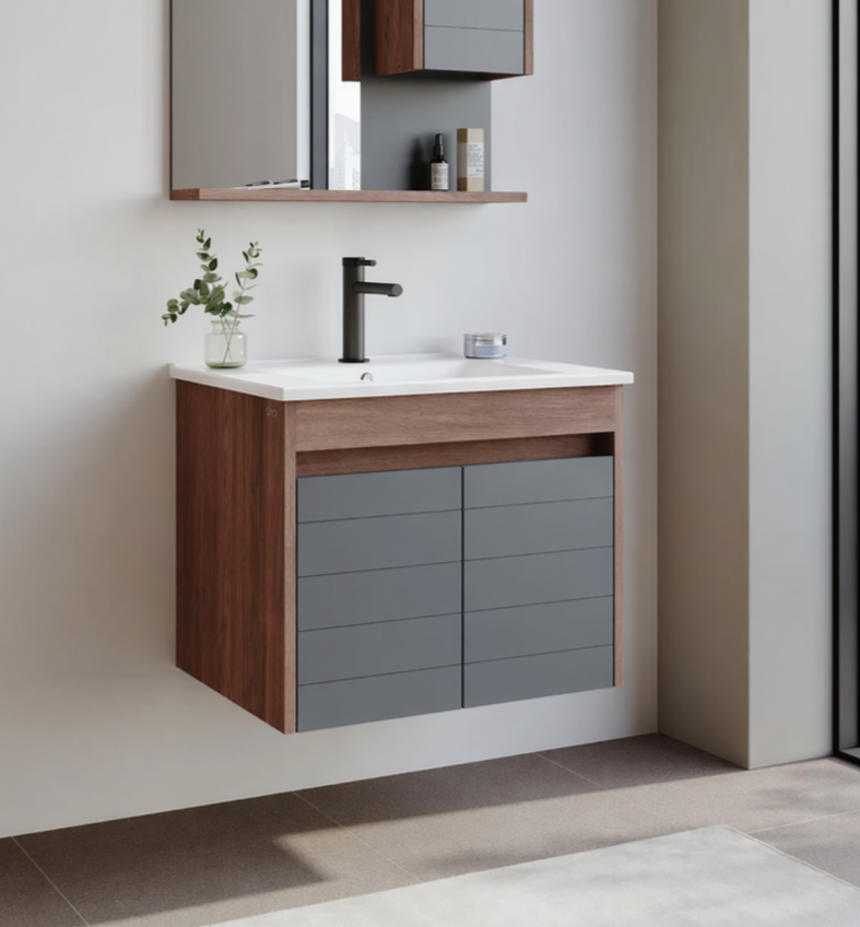 Orka Serra 65 cm Navaro/Antrasit Banyo Dolabı Alt Modül ve Lavabo, 5007557