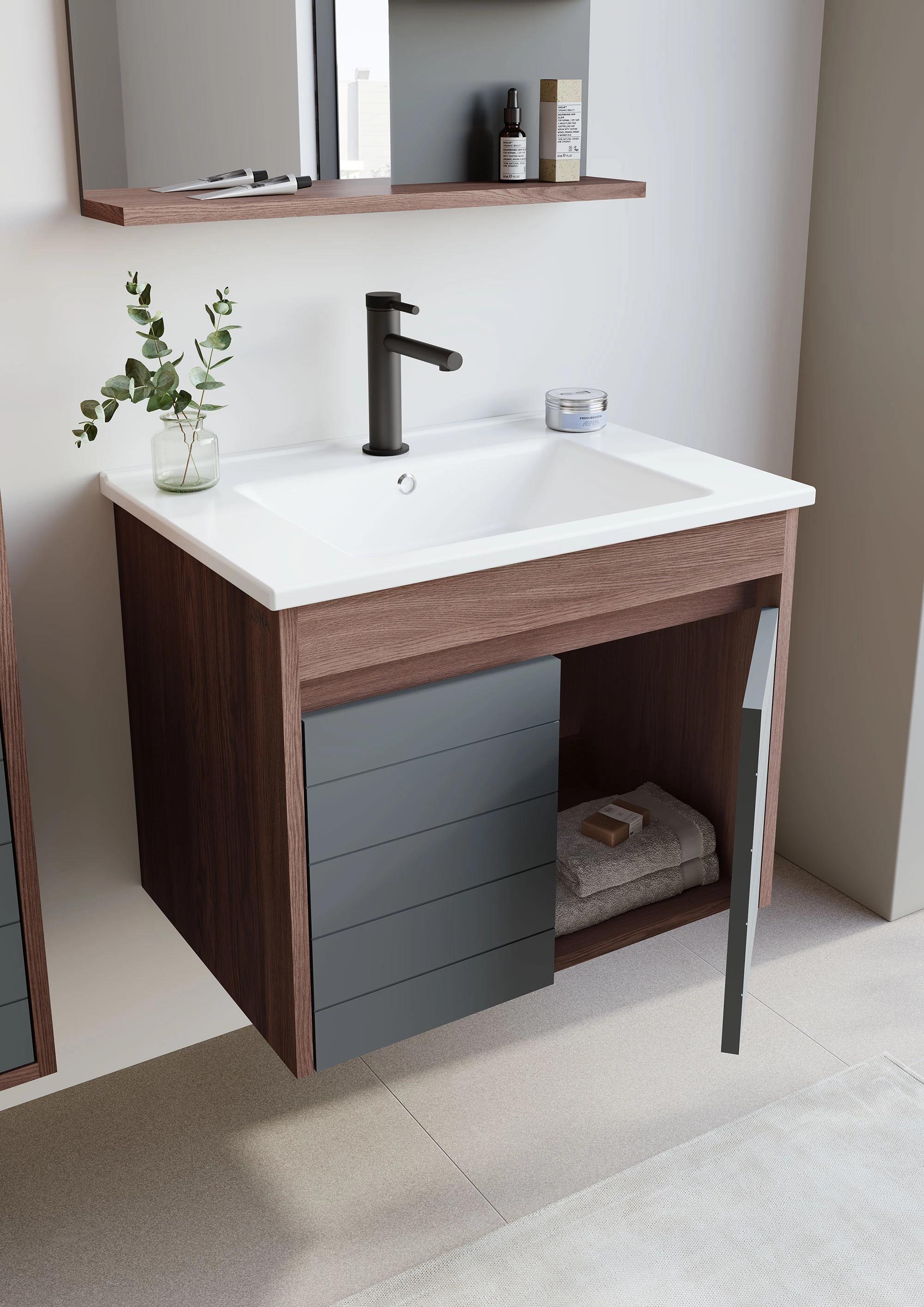 Orka Serra 65 cm Navaro/Antrasit Banyo Dolabı Takımı, 5007560