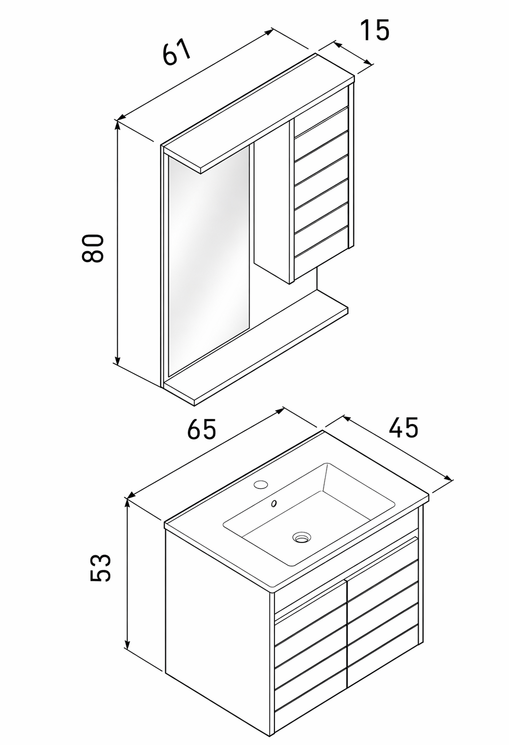 Orka Serra 65 cm Navaro/Beyaz Banyo Dolabı Alt Modül ve Lavabo, 5007554