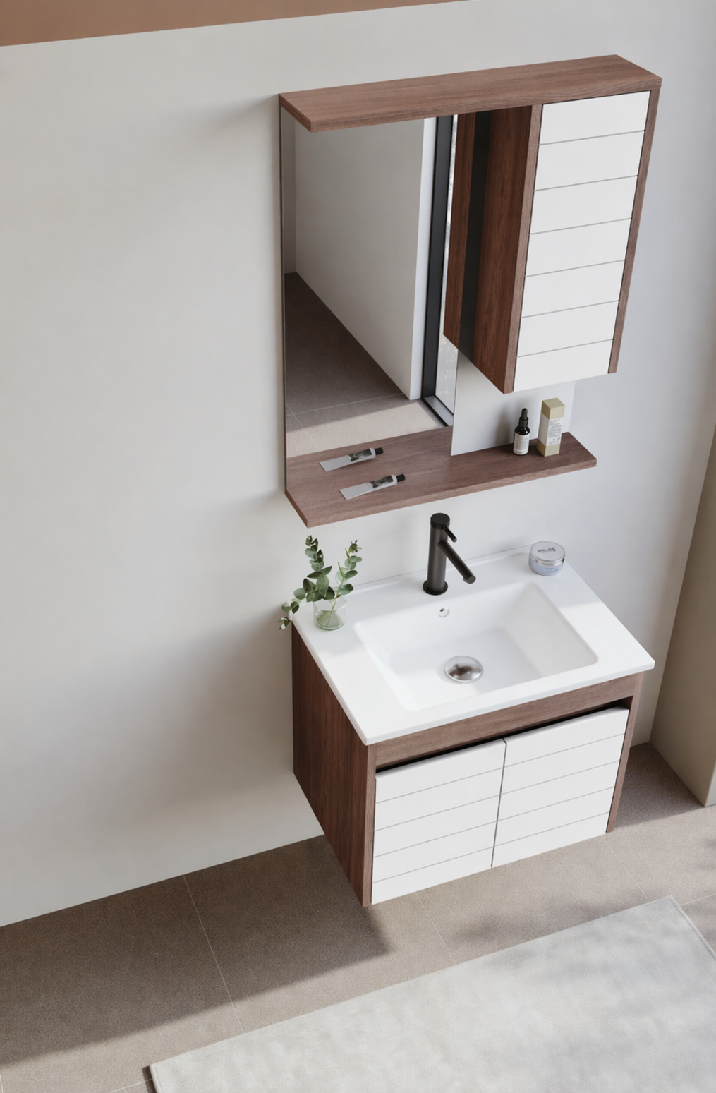Orka Serra 65 cm Navaro/Beyaz Banyo Dolabı Alt Modül ve Lavabo, 5007554
