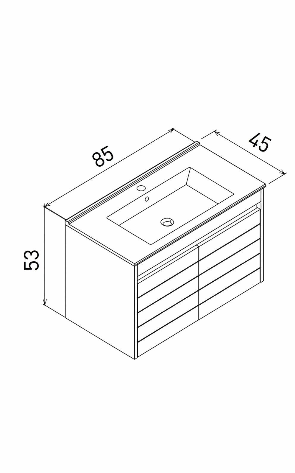 Orka Serra 85 cm Navaro/Beyaz Banyo Dolabı Alt Modül ve Lavabo, 5007552
