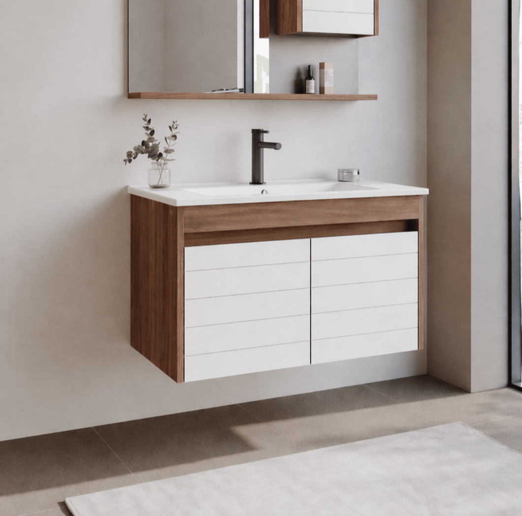 Orka Serra 85 cm Navaro/Beyaz Banyo Dolabı Alt Modül ve Lavabo, 5007552