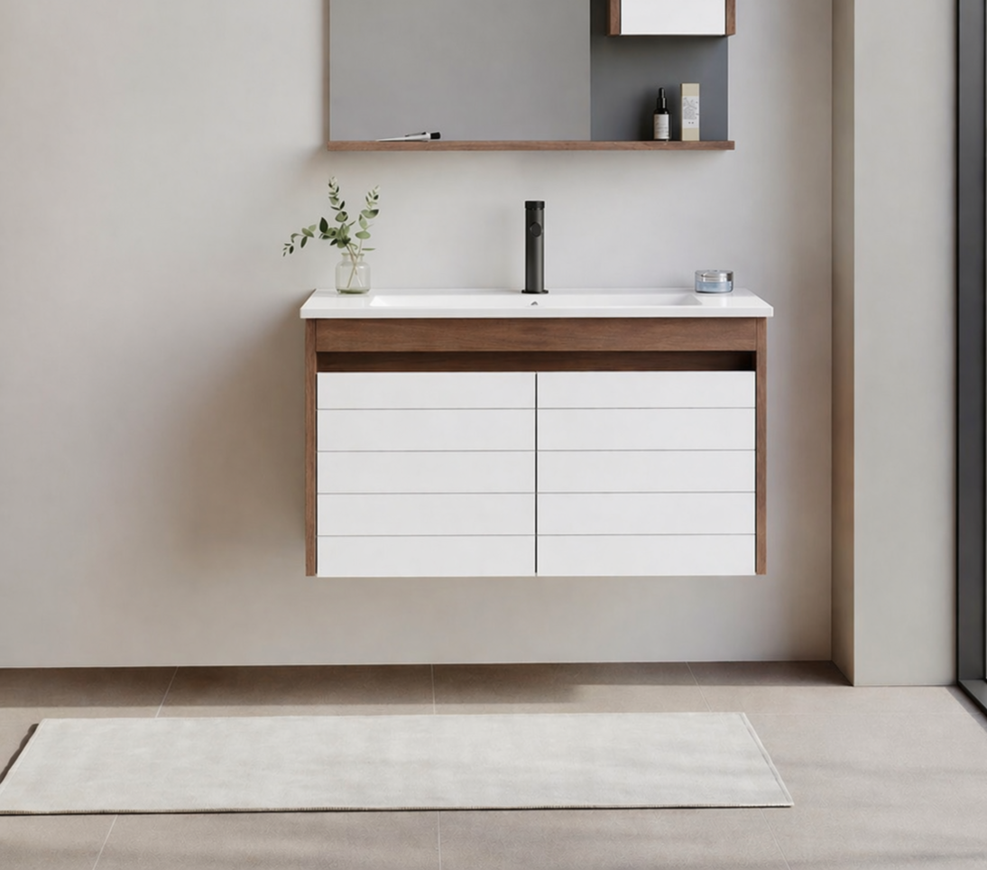 Orka Serra 85 cm Navaro/Beyaz Banyo Dolabı Alt Modül ve Lavabo, 5007552