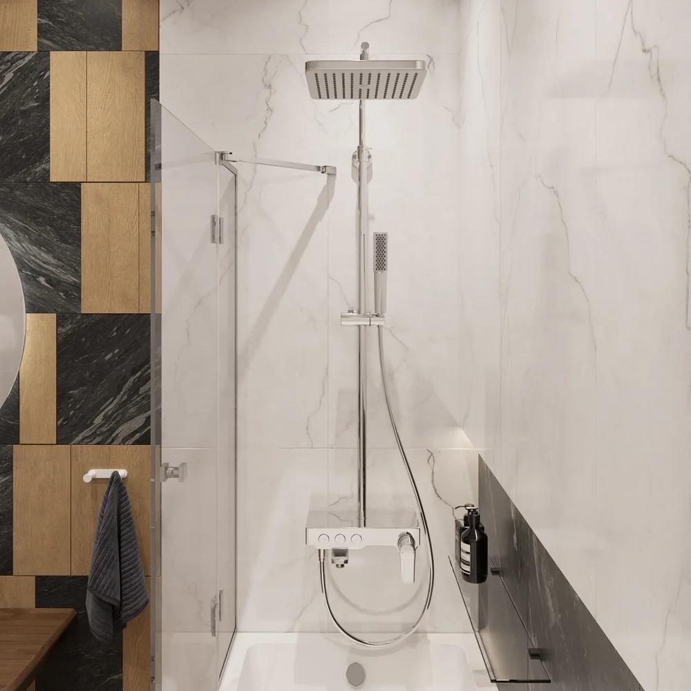 Teska Duş Kolonu, Niagara, Üç Yönlü, Beyaz Camlı, Krom, NG3501C