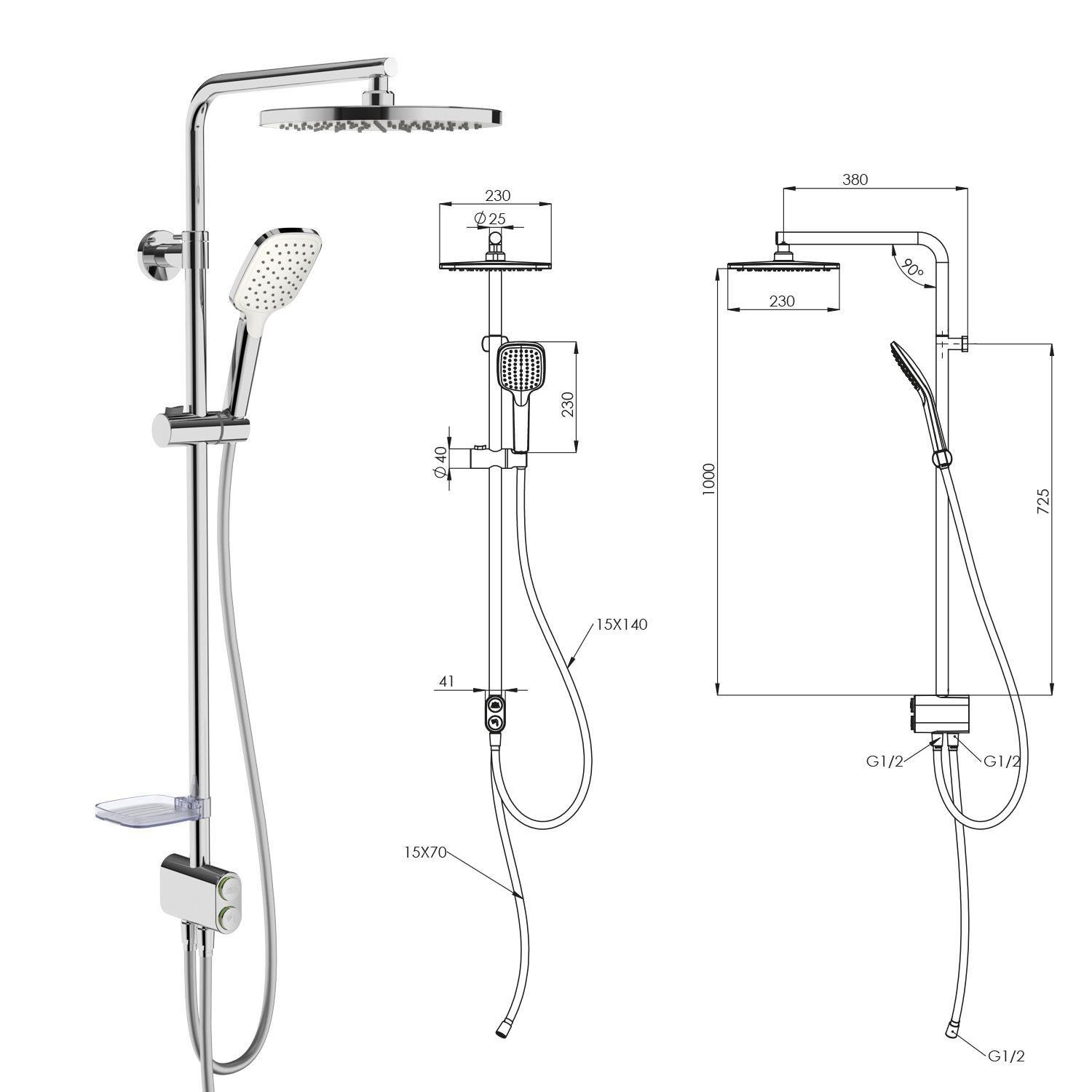 Teska Duş Robotu, Tena, Kare, DR2820C