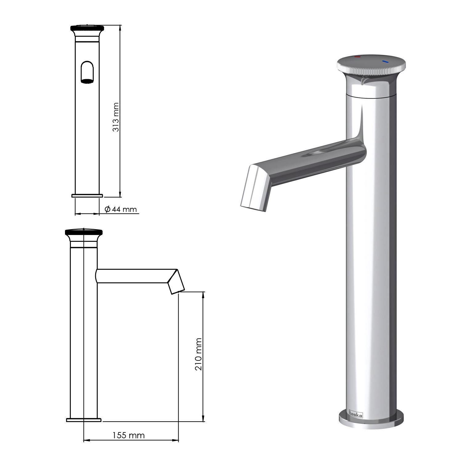 Teska Lavabo Bataryası, Arte Leo L Uzun, Krom, E5526