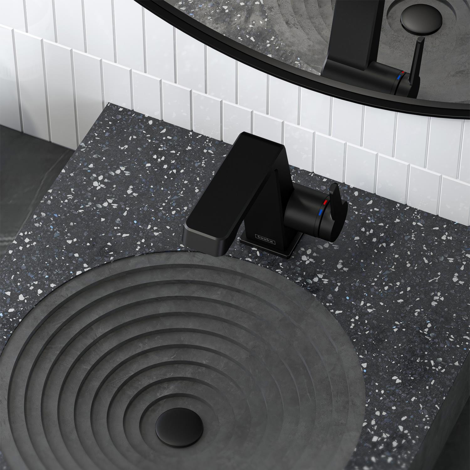 Teska Lavabo Bataryası, Thetis,  Full Siyah, E5208