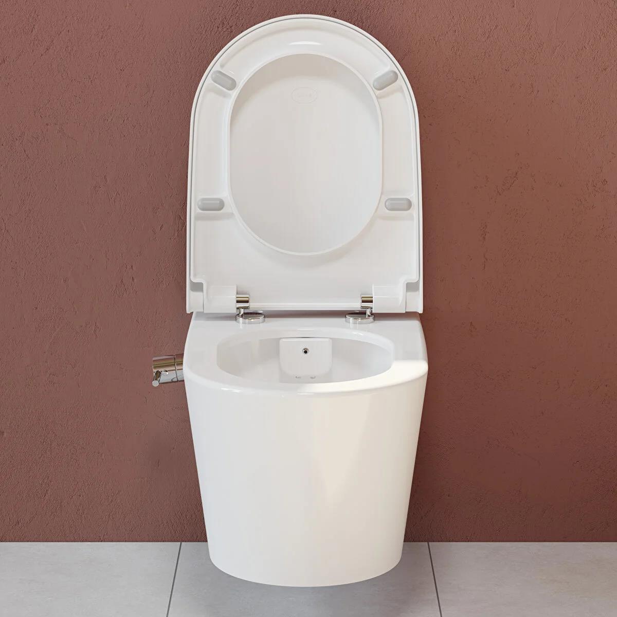 VitrA Asma Klozet Nest Rim-Ex Kanalsız, Entegre Termostatik Ara Musluklu, 5176B003-7211