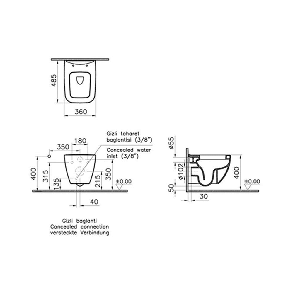 VitrA Asma Klozet Shift, Kısa 48 cm, 4379B003-0559