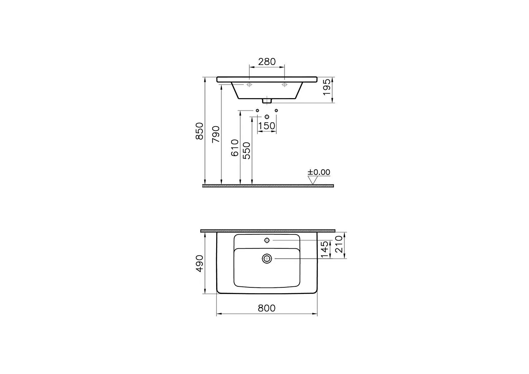 Vitra Form 300 Etajerli Lavabo, 80 cm, 5246B003-0001