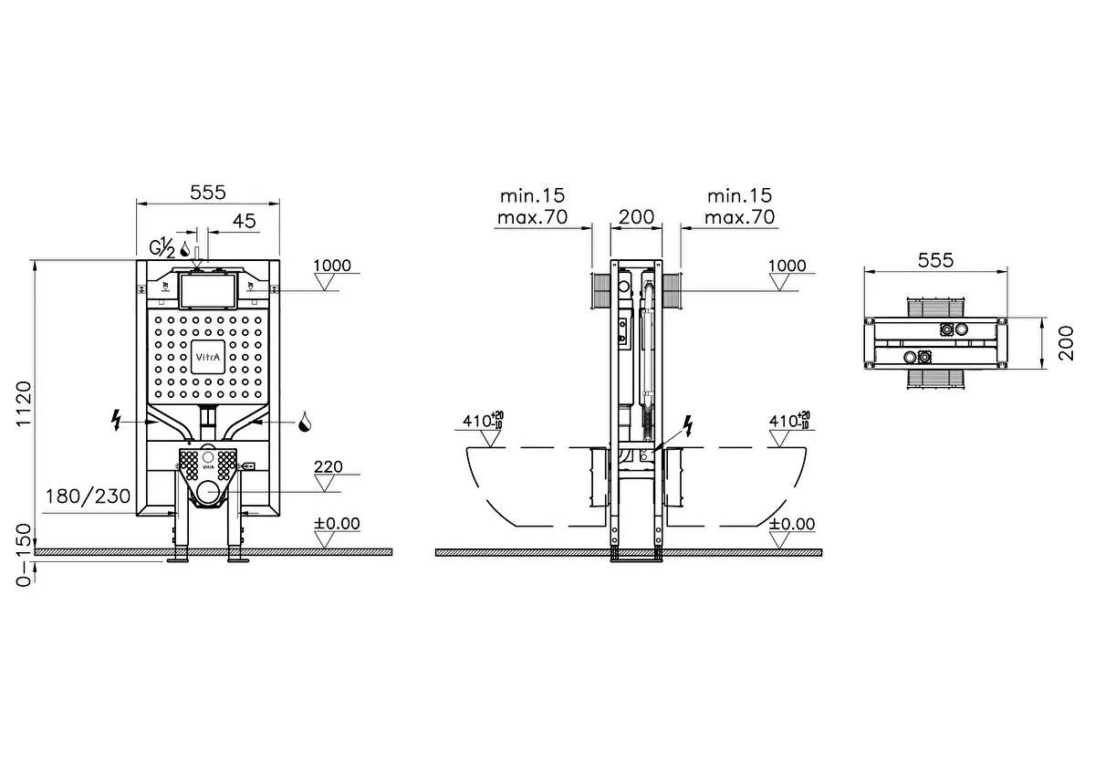 Vitra Gömme Rezervuar ,Duvar İçi Sırt Sırta Uygulamalı Set, 3/6 Litre, 768-5850-01