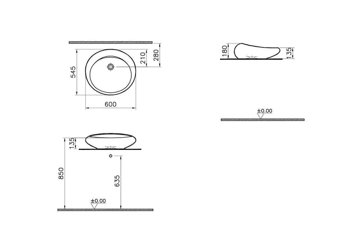 Vitra İstanbul Çanak Lavabo, 60 cm, Vitra Clean, 4280B403-0016