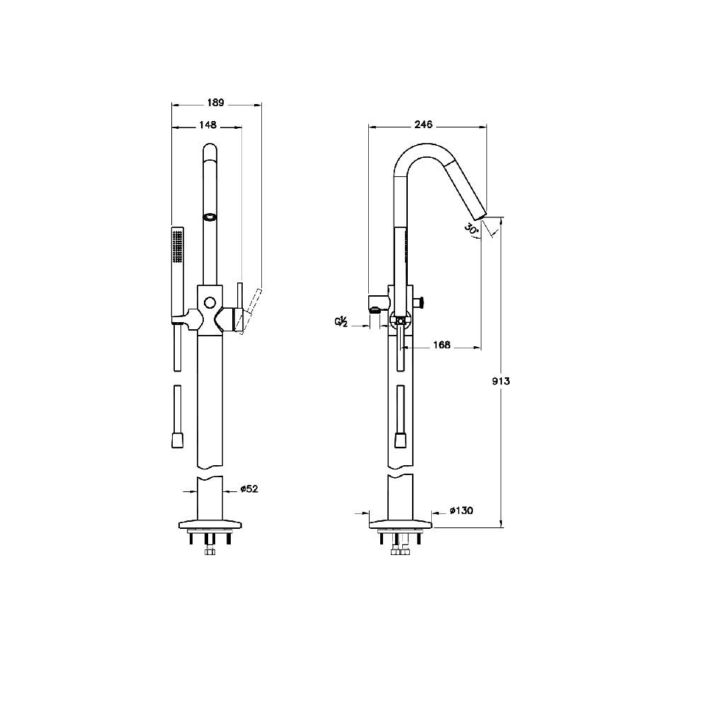 Vitra Küvet Bataryası, Origin, Yerden, El Duşlu, A42681