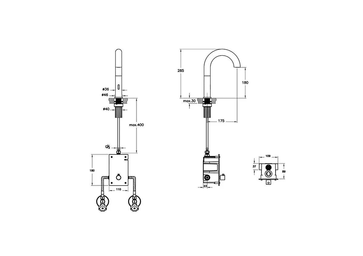 Vitra Lavabo Bataryası, Liquid, Fotoselli (Çift Su girişli, Elektrikli) A42788
