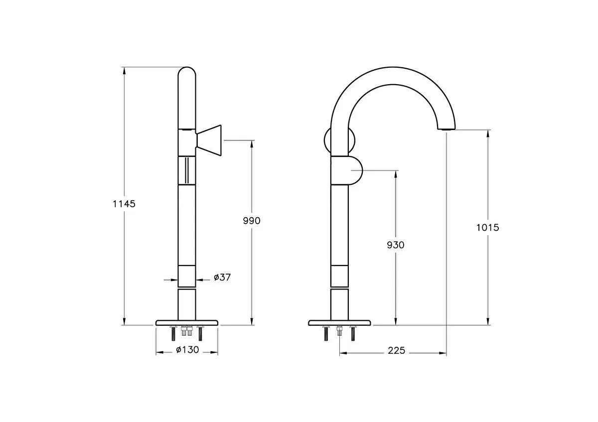 Vitra  Lavabo Bataryası, Liquid, Yerden, Sağ El, Parlak Siyah, A4277539