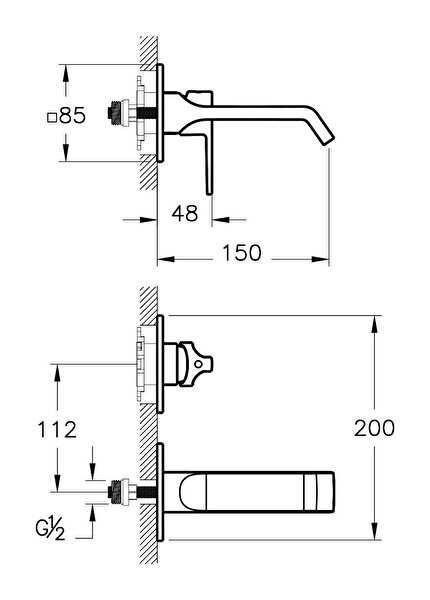 Vitra Lavabo Bataryası, Suit, İki Delikli, Ankastre (Sıva Üstü Grubu) Parlak Siyah, A4278239
