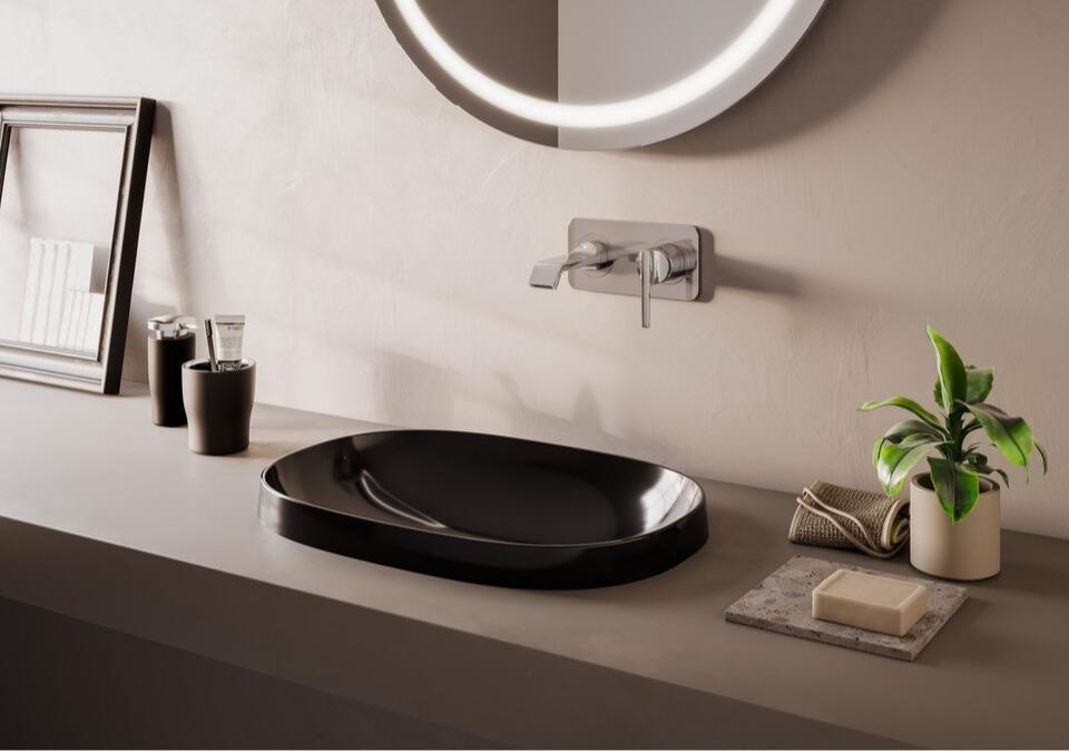 Vitra Lavabo, Frame, Tezgah Üstü, Oval, 56 cm, Siyah, 5652B470-0016  (sadece istanbul teslimat için uygundur )