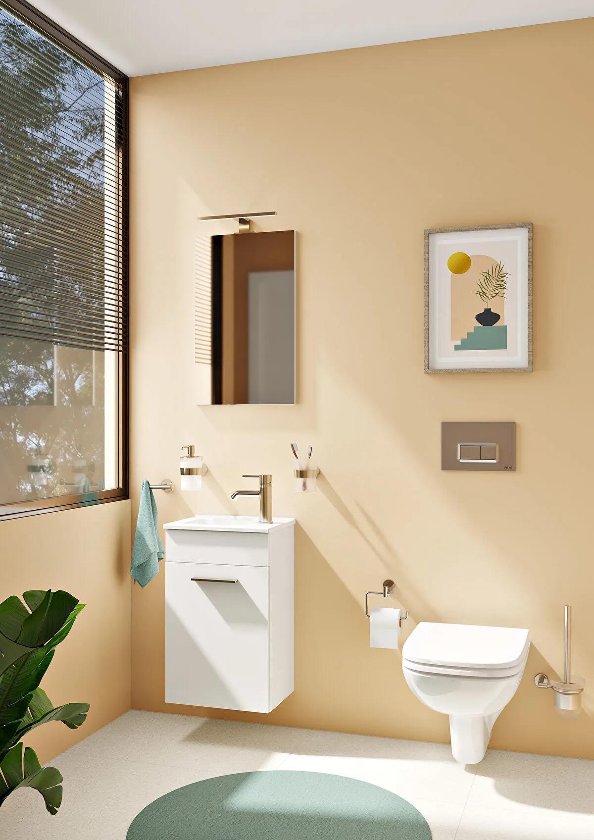 Vitra Lavabo, Mia, Etajerli, Sağdan, Armatür Delikli, 40 Cm, 7460L003-0029  (sadece istanbul teslimat için uygundur )