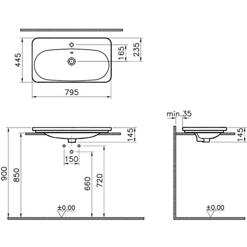 Vitra Lavabo, Nest Trendy, Tezgah Üstü, 80 cm, 5686B003-0001