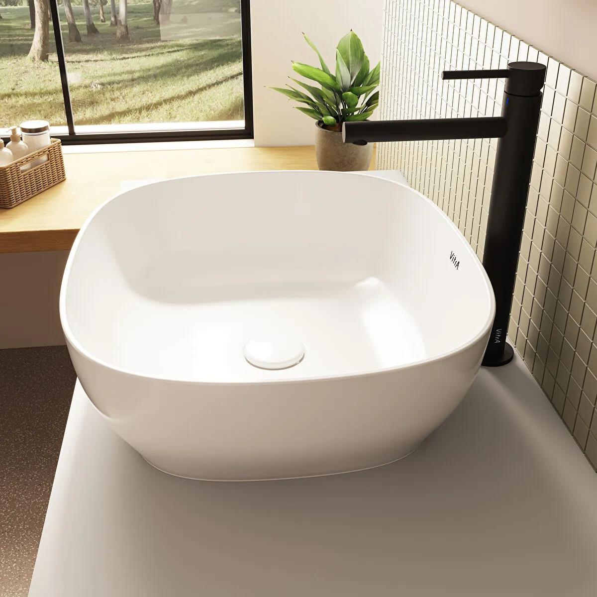 Vitra Lavabo, Outline, Kare, Çanak, 48 cm, Beyaz, 5994B403-0016  (sadece istanbul teslimat için uygundur )