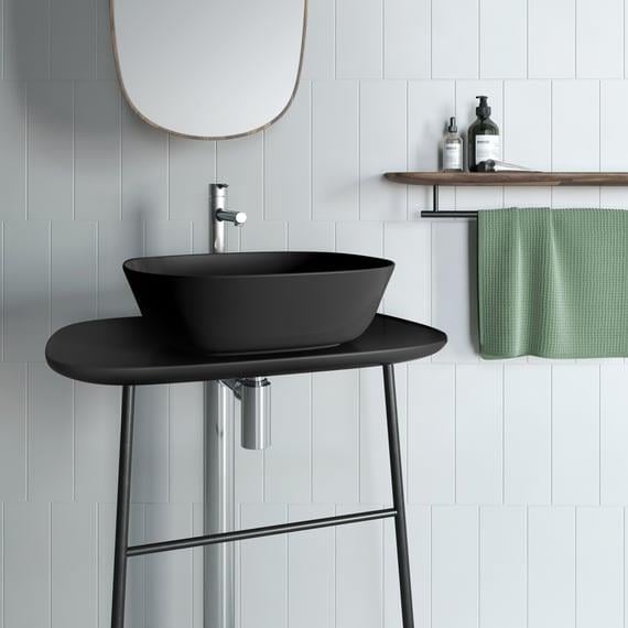 Vitra Lavabo, Plural, Kare, Alçak, Çanak, 45 cm, Mat Siyah, 7810B483-0016  (sadece istanbul teslimat için uygundur )