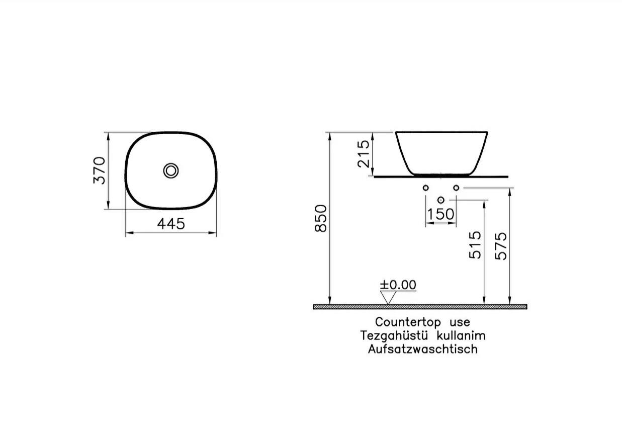 Vitra Lavabo, Plural, Kare, Yüksek, Çanak, 45 cm, Mat Terra Rossa, 7811B477-0016  (sadece istanbul teslimat için uygundur )