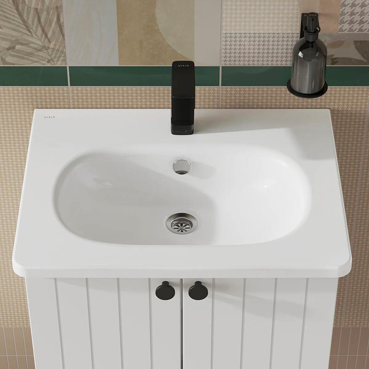 Vitra Lavabo, Zentrum, Orta Armatür Delikli, Etajerli, 60x46 cm, 7791B003-0001
